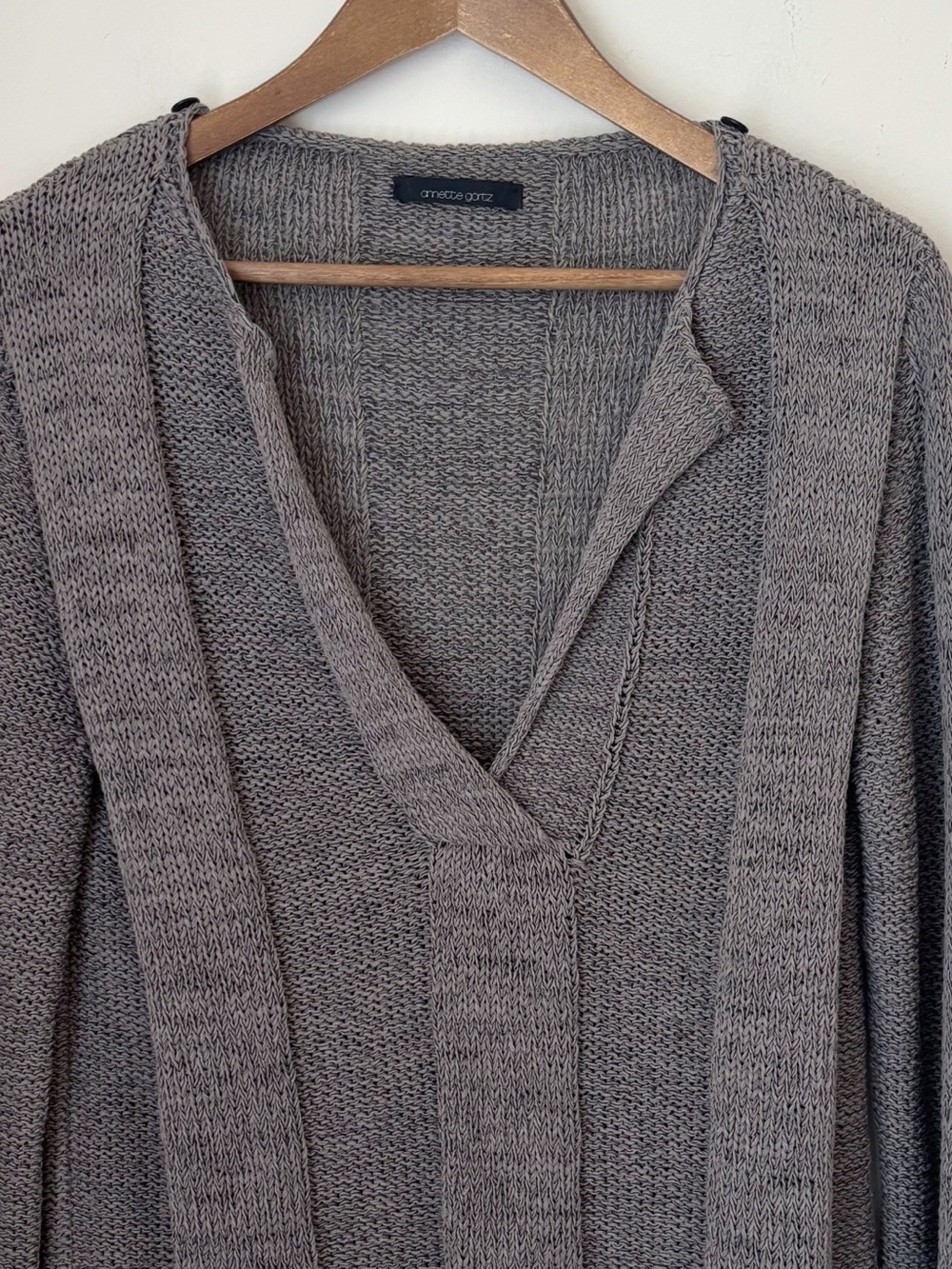 Annette Gortz Grey Open Knit Pullover Cotton Sweater Small - Picture 2 of 7